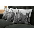 thumbnail image 5 of Ambesonne City Throw Pillow Cover 4 Pack, Chicago USA Skyline Panorama, 18", Charcoal Grey and White, 5 of 5
