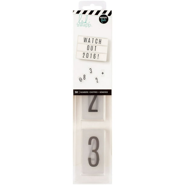 Heidi Swapp Lightbox Inserts 50/pkg-Numbers/noir sur Fond Blanc