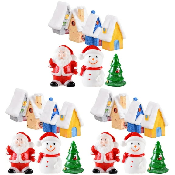 Jiyike 21 pcs Miniature Christmas House Decors Xmas Miniature Village Resin Crafts Decorations (Mixed Style)