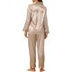 thumbnail image 3 of Conjuntos de pijama de satén para mujer INSPIRE CHIC, camisetas de manga larga y pantalones, 2 piezas, ropa de casa M color champán claro, 3 of 5