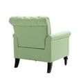 thumbnail image 6 of Accent Chair Linen Fabric Armchair Single Sofa Chair Upholstered Lounge Arm Chair with Tufted Back & Wood Legs, Reading Chair Desk Chair for Living Room Bedroom Office, Mid-Century Chair,  Green, 6 of 9