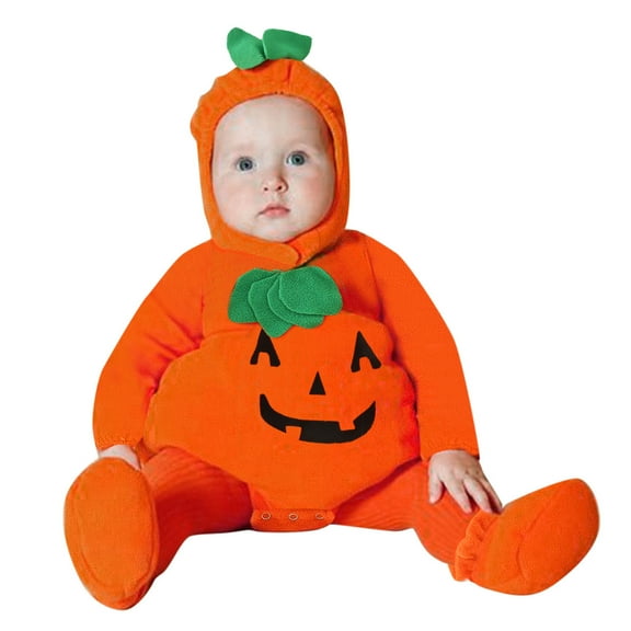 Ruyang Baby Girls Boys Pumpkin Clothes with Shoes Cute Halloween Outfit Toddler Long Sleeve Fleece Romper Hooded Onesie