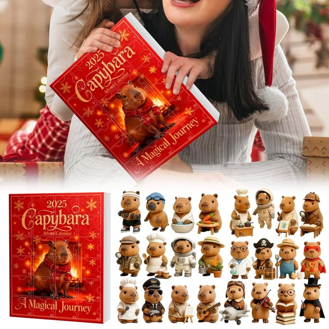 Capybara Advent Calendar 2025 24 Days Countdown Set With Unique Costumed Figures Festive Holiday Surprise For Christmas Celebration