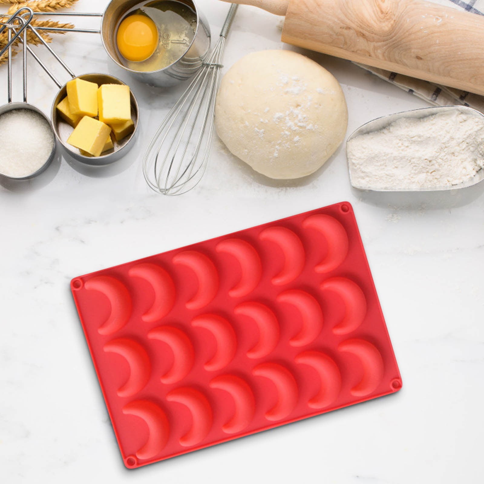 Crescent Silicone Mold Ice Cube Tray Non-Stick Easy Release Food Grade for Chocolate Candy Jelly Mini Cake Soap Wax Freezer by PALIFEUR