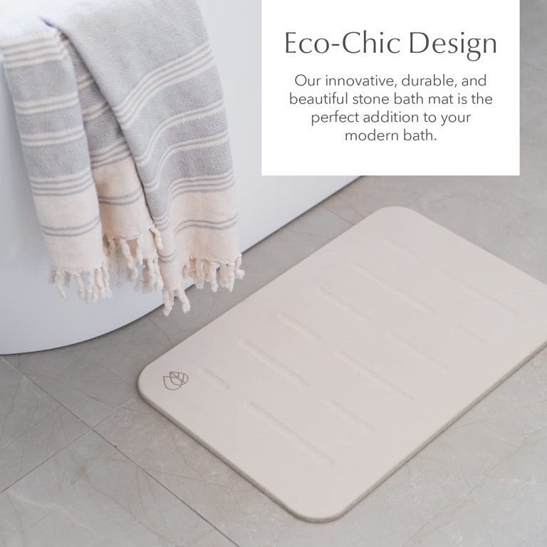 QUICKDRY Stone Luxury Bath Mat, Non-Slip, Easy to Clean, & Super Absorbent.  Fits Any Bathroom and is Aesthetically Pleasing for Modern Homes. Designed