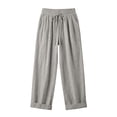 thumbnail image 5 of Women's Linen Cotton Loose Fit Casual Long Pants, Elastic Drawstring High Waist, Soft Pockets & Solid Color, Lounge Summer Business, Womens Trousers Capris | UKHCCC,Gray M, 5 of 9