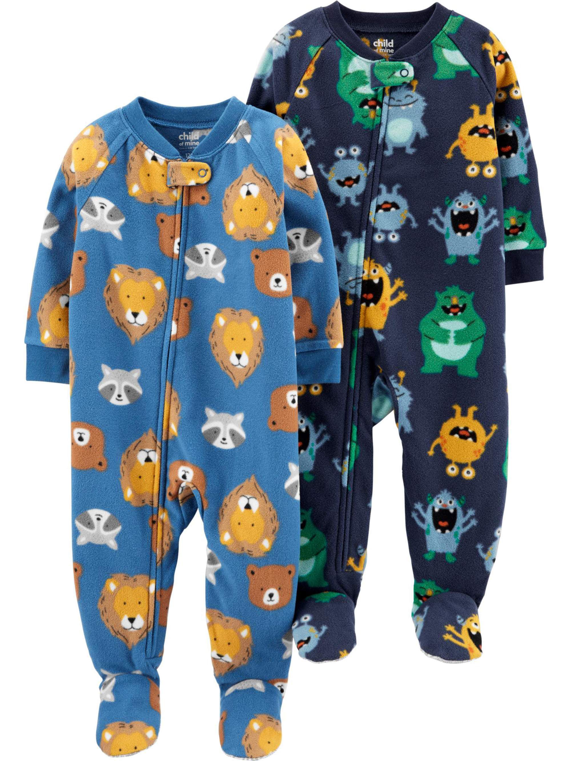 Carters Boys Toddler 2-Pack Loose Fit Fleece Footed Pajamas