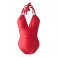 thumbnail image 4 of TODOZO One Piece Swimsuit Women Tummy Control Slimming Cheeky Modest 2025 Trendy Swim Suits for Women 2025 Bathing Suit for Women One Piece Swimsuits Cutout High Waisted Bathing Suit Wrap Tie Back 1, 4 of 7