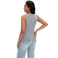 thumbnail image 4 of DARING DIVA Women's Summer Ribbed High Neck Casual Basic Tank Tops M Gray, 4 of 7