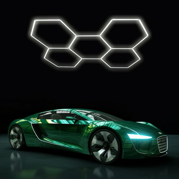 5 Grids Hexagon Garage Lights Honeycomb LED HEX Light Detailing Showroom Office