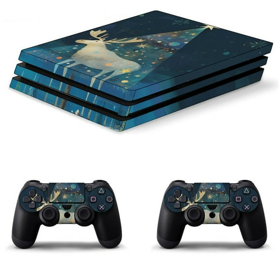 Decal Skin for PS4 Slim / PS4 Pro / PS4, Whole Body Vinyl Sticker Cover for Playstation 4 Console and Controller (Fantasy Christmas Tree Deer-2)