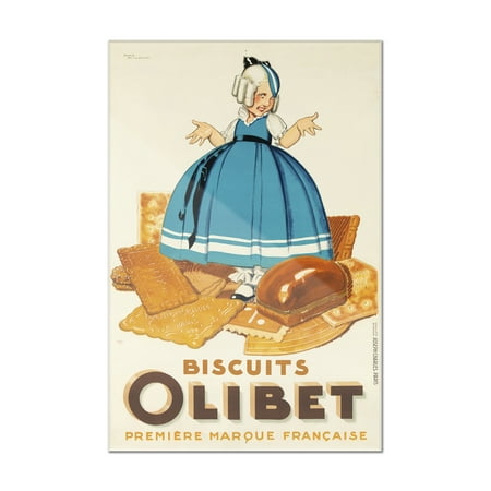 Biscuit Acrylic - Biscuits Olibet Vintage Poster (artist: Vincent) France c. 1933 (8x12 Acrylic Wall Art Gallery Quality)
