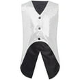 thumbnail image 2 of YUUMIN Kids Boys Shiny Dance Vest Sequin Disco Party Dress for Stage Performance Fancy Show Waistcoat Silver 6, 2 of 4