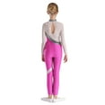 thumbnail image 2 of TiaoBug Kids Girls Metallic Gymnastics Dance Leotard Long Sleeve Unitard Full Length Bodysuit Hot Pink 8, 2 of 7