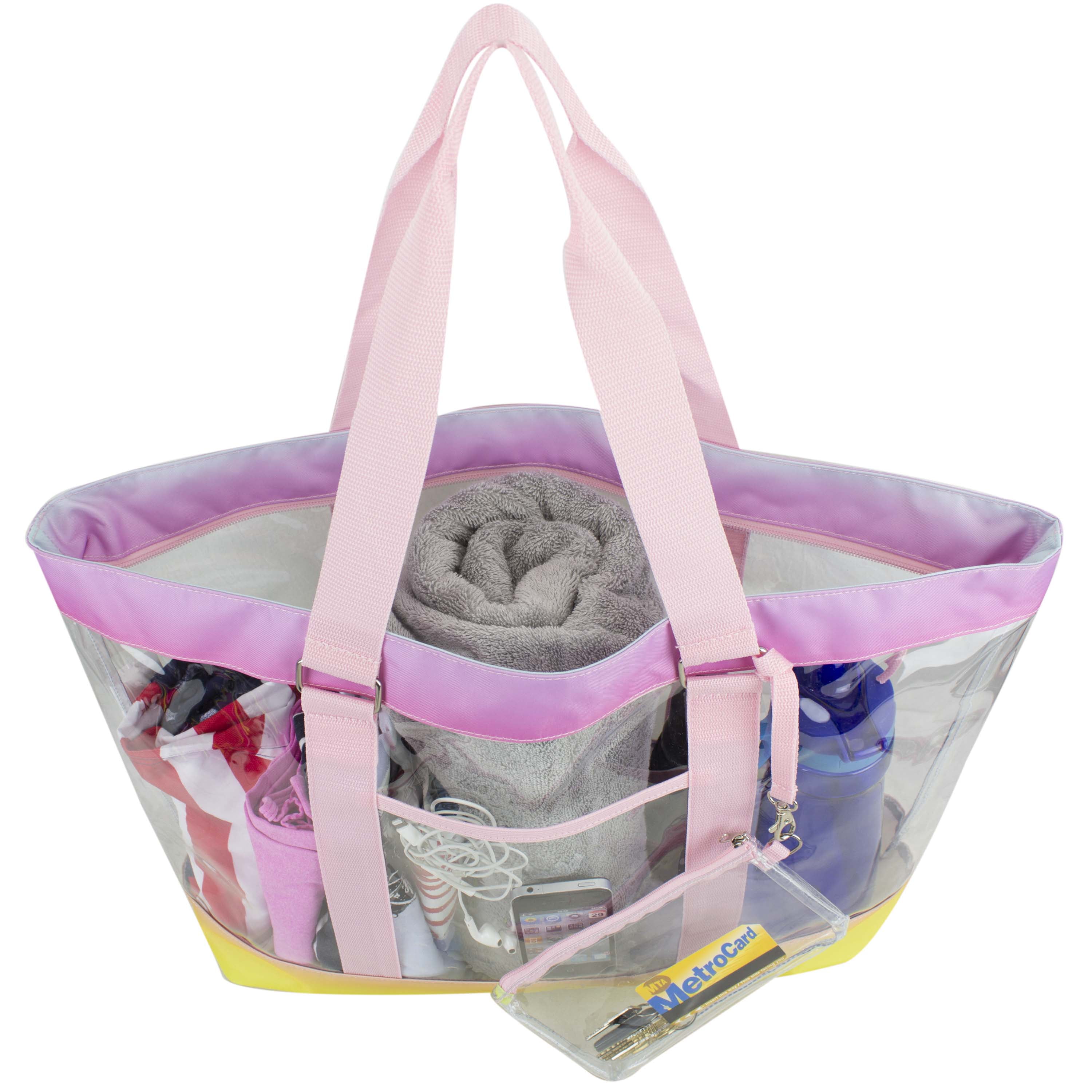 Eastsport Supreme Deluxe Clear Tote with Wristlet, Rainbow