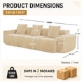 thumbnail image 2 of Aukfa 109" Oversized Boneless Couch Deep Seat 3 Seat Cloud Sofa for Living Room Bedroom, 3 Pillows, Velvet, Camel, 2 of 9