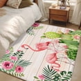 thumbnail image 4 of Pink Flamingos Area Rugs 3'x5', Washable Small Throw Rugs for Living Room Bedroom, Summer Tropical Flowers Cactus Wooden Indoor Outdoor Rug Non-Slip Low Pile Carpet Runner Reversible Floor Mats, 4 of 8