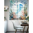 thumbnail image 3 of Summer Ocean Jellyfish Sheer Curtains 72 Inch Long 2 Panels, Nautical Colorful Sea Fish Coral Starfish Wood Grain Light Filtering Rod Pocket Curtains, Sheer Voile Drapes for Living Room, 52"x72", 3 of 8
