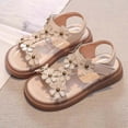 thumbnail image 5 of Toddler Girl Sandals Kids Toddler Girls Adjustable Sandals with Flower Design Lightweight Non- Sole Kids Sandals Beige 2 Years-2.5 Years, 5 of 7