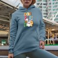 thumbnail image 2 of Too Hip to Hop, Retro Easter Sunday Bunny Art Favor, Souvenir or Merch Gift, Light Blue Hooded Sweatshirt or Hoodie, XL, 2 of 5