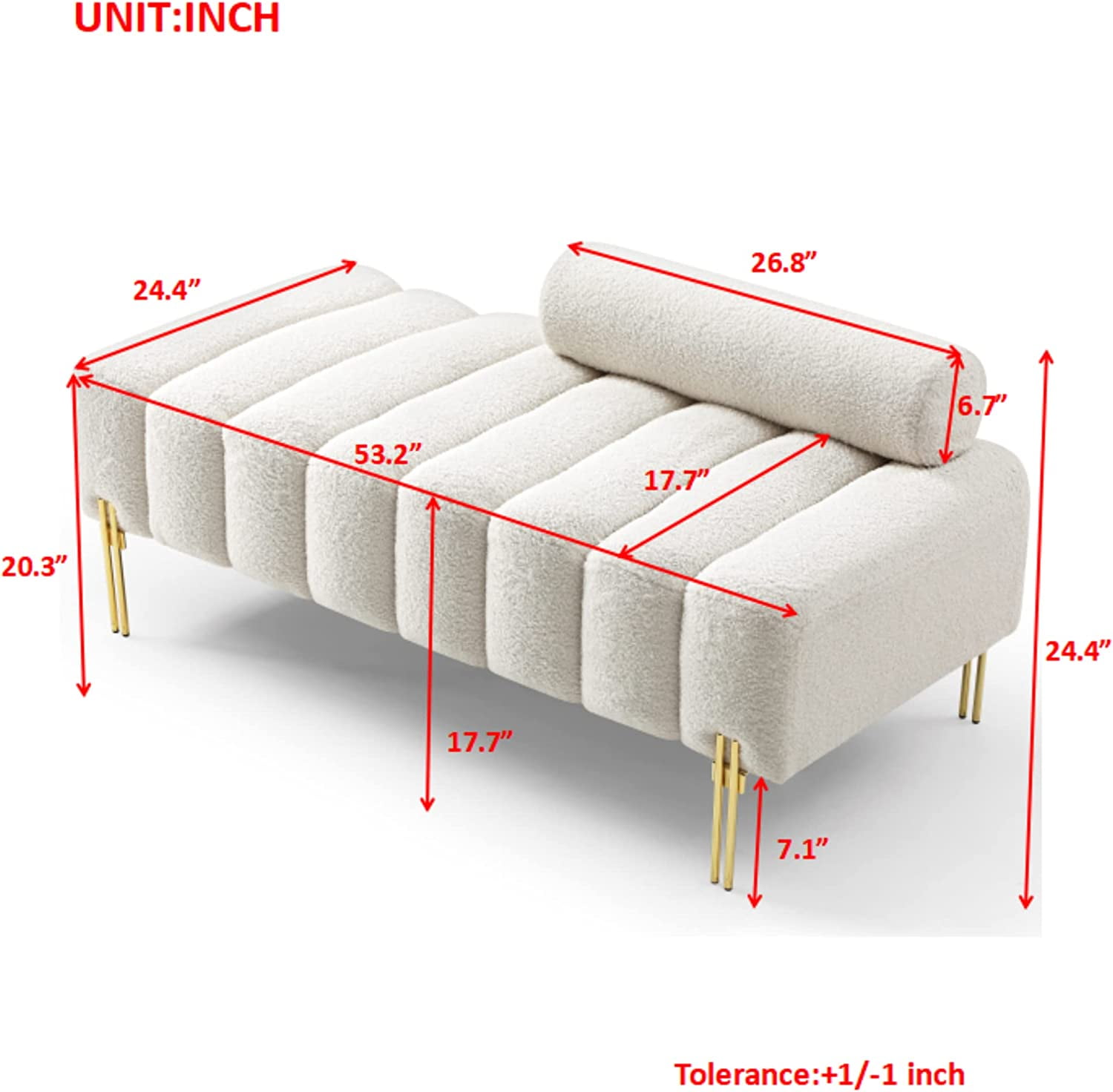 Miniyam Sherpa Upholstered Indoor Bench, White