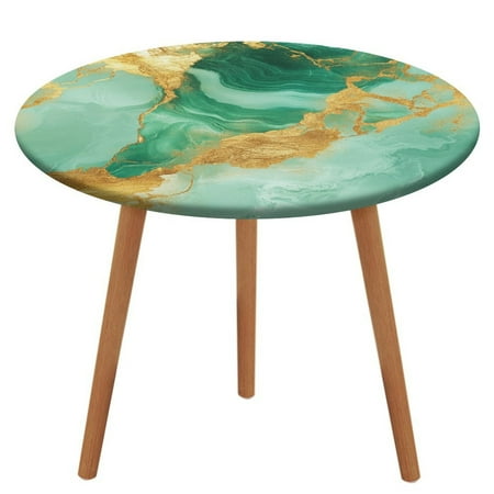 

Colorful Marble Green Gilding (60) Round Fitted Tablecloth Elastic Table Cover Waterproof Dining for Indoor Outdoor Decor Table Cloth