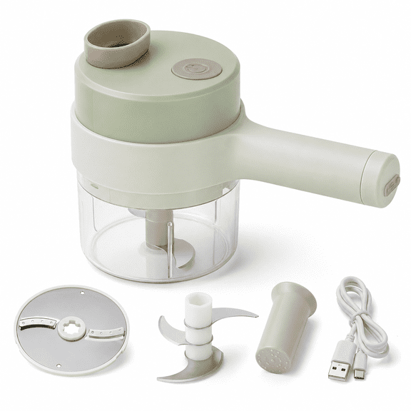 4-in-1 Cordless Electric Vegetable Cutter, Handheld Food Slicer & Chopper for Garlic, Onion, Carrot and Kitchen Prep