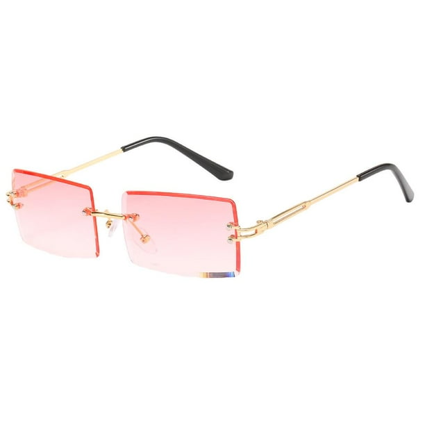 Sonducket Gafas de sol de moda sin montura Gafas de sol rectangulares Gafas de moda de verano UV400 Lentes cuatro