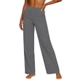 thumbnail image 4 of ClodeEU Women's Linen Cotton Blend High Waisted Wide Leg Pants,Casual Trousers with Pockets a-Gray,Women's Plus M, 4 of 7