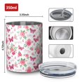 thumbnail image 4 of 12oz Coffee Tumblers White Pink Butterfly Flower Pattern Stainless Steel Vacuum Insulated Travel Tumbler Coffee Cups Mug with Lid and Straw with Cleaning Brush for Cold & Hot Drinks, 4 of 5