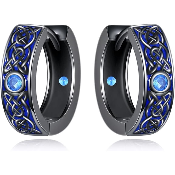 Hoop Earrings Men 925 Sterling Silver Celtic Hoop Earring Irish Jewelry Gift for Men Women