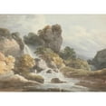 thumbnail image 2 of Francis Nicholson 24x19 Black Ornate Framed Double Matted Museum Art Print Titled: Waterfall, 2 of 5