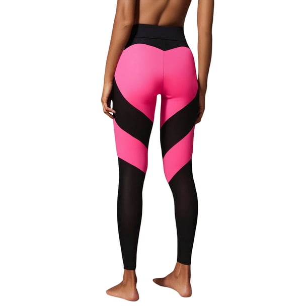 Leggings de patchwork de cintura alta para mujer: pantalones deportivos elásticos que realzan las caderas, poliéster y spandex para yoga/fitness