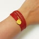 thumbnail image 2 of Vangania Pulsera manifestación 11:11 de cuero vacuno vueltas con dije dorado, 2 of 5