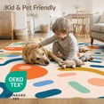 thumbnail image 4 of ODIKA 6'x9' Washable Area Rug Ivory Abstract Painted Stripes Dynamic Geometric Shapes with Playful Patterns for Family Room, Living Room, Master Bedroom, Non-Slip, Easy Care, 4 of 7