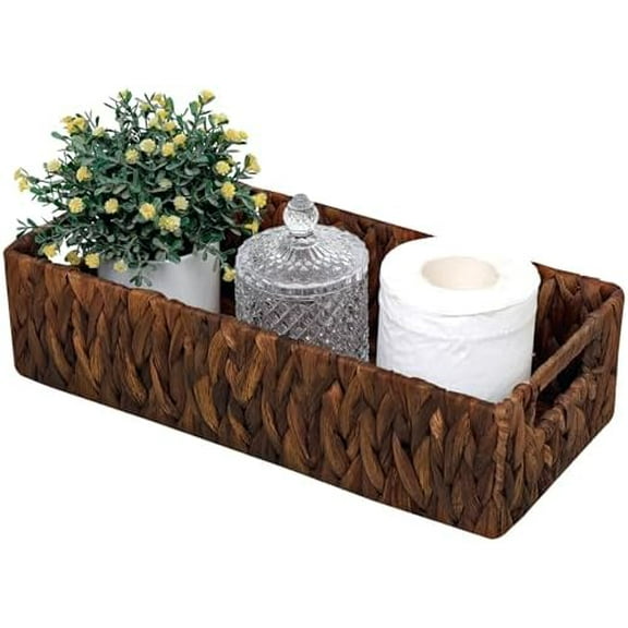 Handwoven Wicker Storage Basket-Hyacinth Material,Toilet Paper Holders with Handles,Storage Baskets for Organizing Living Room,Bedroom,Closet