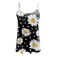 thumbnail image 4 of Fshinging 2026 Summer Fashion Tank Top for Women Pleated Spaghetti Strap Camisole Sleeveless Floral Print Holiday Cami Undershirts Black L, 4 of 6