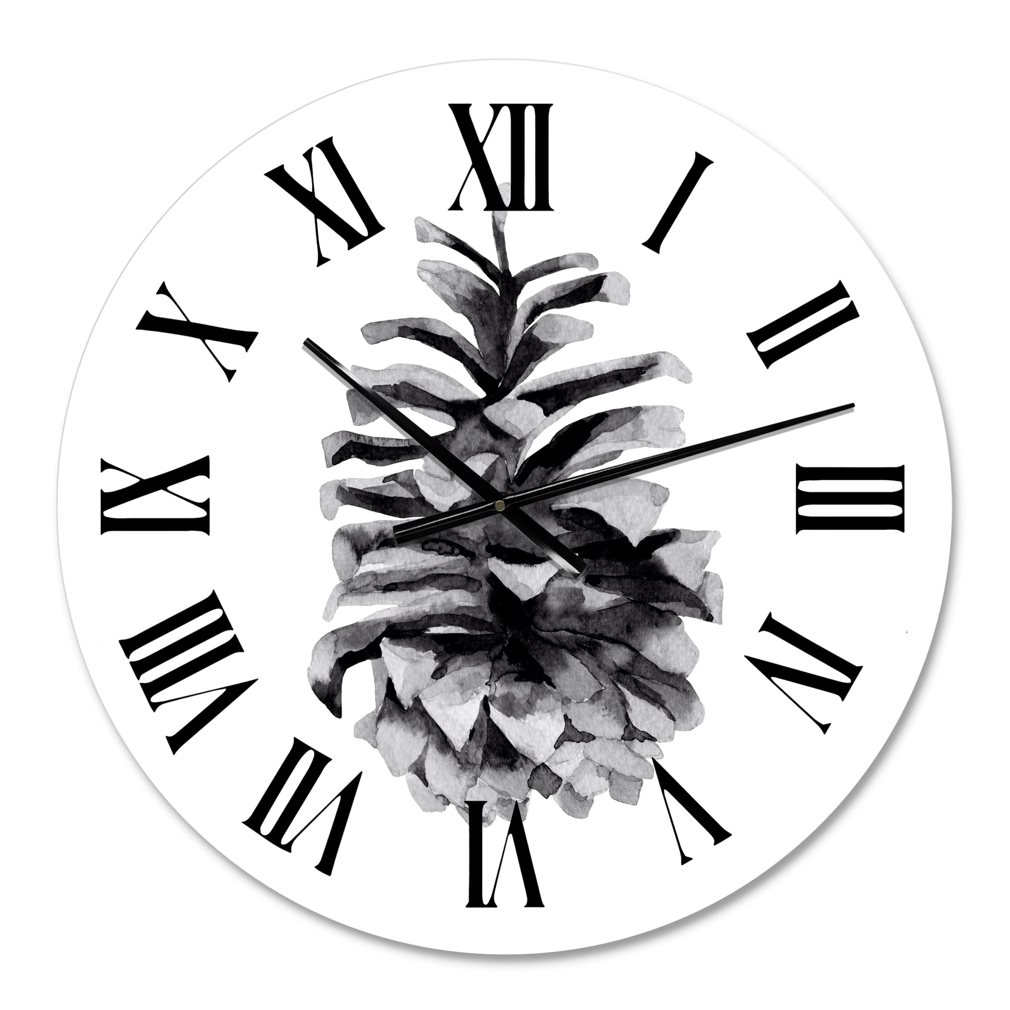 Designart 'Conifer Cone Monochrome' Traditional Wall Clock