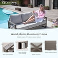 thumbnail image 4 of MRUAKA 4 Piece Faux Wood Aluminum Patio Furniture Set 7 Seats Modern Outdoor Furniture Patio Conversation Sets with Coffee Table for Balcony, Backyard, 600D Waterproof Cover Included, Light Grey, 4 of 7