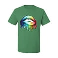 thumbnail image 2 of Wild Bobby, Colorful Neon Rainbow Biting Lips Pop Culture Men's Graphic T-Shirt, Kelly, 4X-Large, 2 of 3