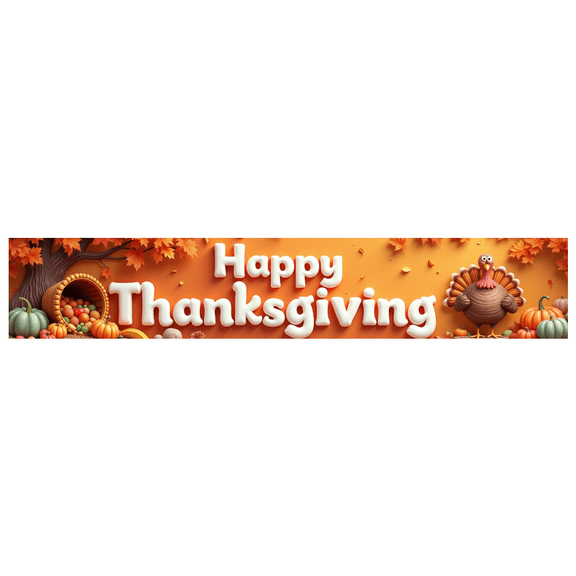 Autumn Leaves Happy Thanksgiving Turkey Banner for Festive Celebration Autumn Party Event Indoor Decoration