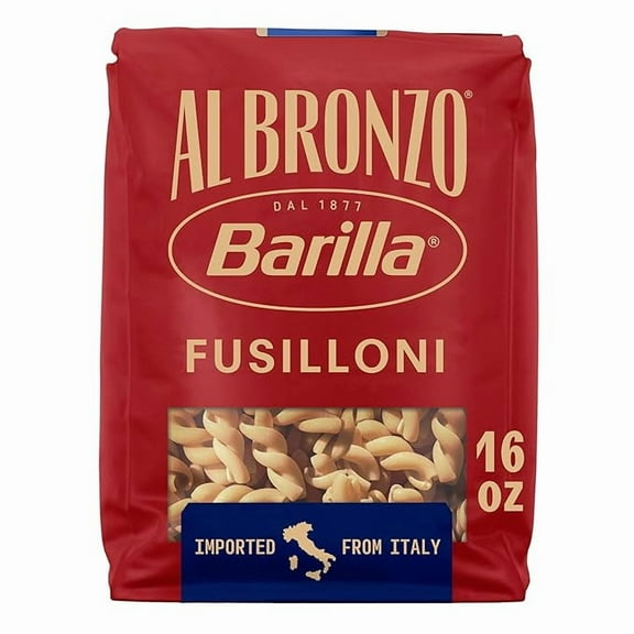 Barilla Al Bronzo Fusilloni Pasta (1 lb), Bronze Cut Pasta Created from High Quality Durum Wheat, Imported from Italy, Non-GMO, Kosher
