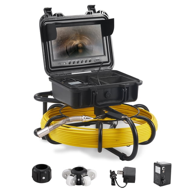 VEVOR Sewer Camera, 230 ft/70 m, 9" Screen Pipeline Inspection Camera with DVR Function, Waterproof IP68 Camera w/12 Adjustable LEDs, w/a 16GB SD Card, for Sewer Line, Home, Duct Drain Pipe Plumbing