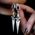 thumbnail image 3 of Pendientes de borla con forma de daga y rubí exagerados y creativos retro, pendientes exagerados de moda para damas, regalo, 3 of 5