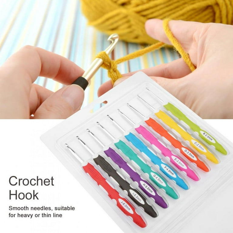 EOTVIA Crochet Hooks Kit - 9 Piece Set Crocheting Needles with Ergonomic  Plastic Grips and 9 Hooks Sizes - Knitting & Crochet Supplies for  Beginners