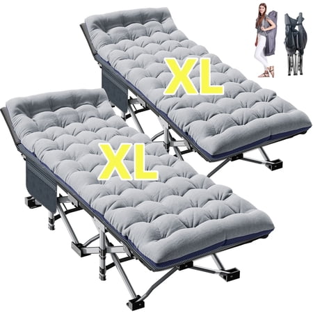 MOPHOTO 2 Pack 75 * 28 Camping Cot for Adult with Mattresses Portable Sleep Cot Bed with Carry Bag for Home/Office Nap