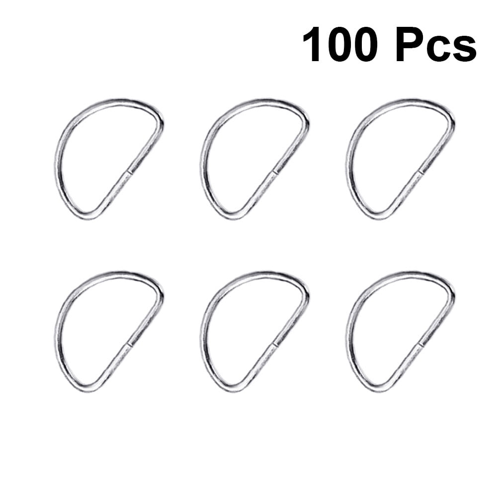 BESTOYARD 100Pcs Plated Silver D Ring Buckle for Craft Use Durable Metal Rings for Bags and Belts