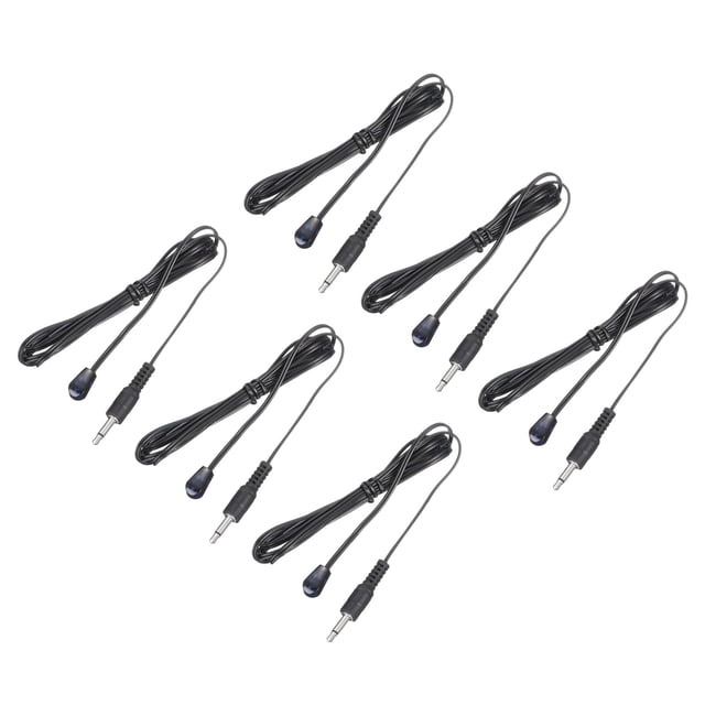 Sensor receptor emisor IR Uxcell, cable de extensión de 4.9 pies de largo, con conector de 3.5 mm, cabezal negro con azul, paquete de 6