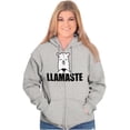 thumbnail image 4 of Llamaste Namaste Spiritual Llama Unisex Fleece Graphic Zip Up Hoodie Brisco Brands 2X, 4 of 5