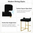 thumbnail image 6 of Sweiko Metal Bar Stools Set for 2 with Square Open Backrest for Kitchen Island,26in Fabric Velvet Counter Height Bar Stools,Modern Bar stools with Golden Iron Legs for Home Bar Pub Black, 6 of 7